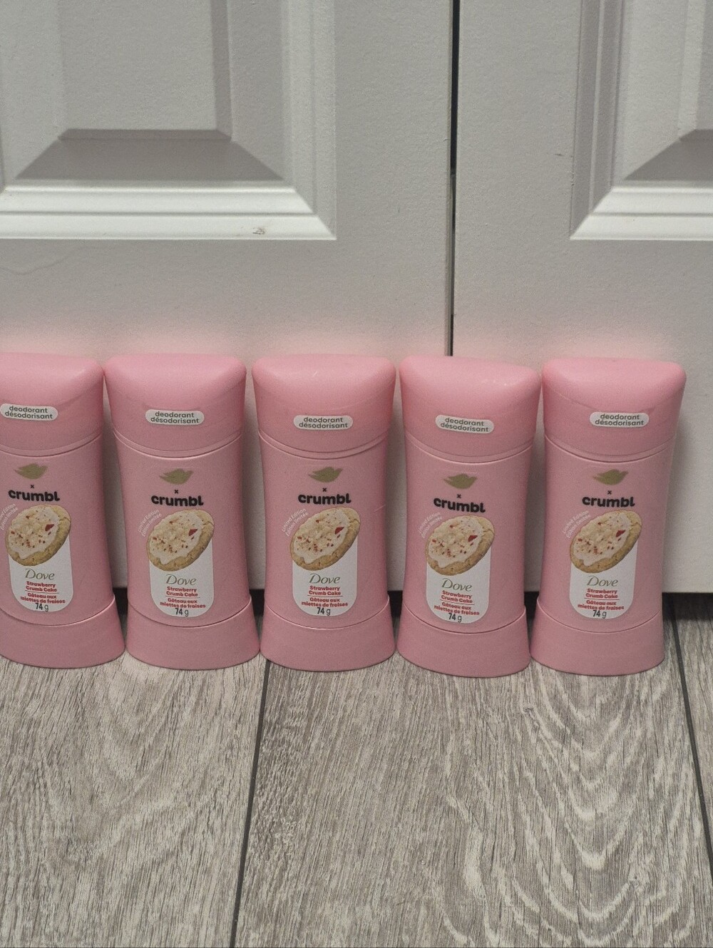 5 Dove x Crumbl Deodorant Stick Strawberry Crumb Cake 2.6 oz Limited Edition 72h